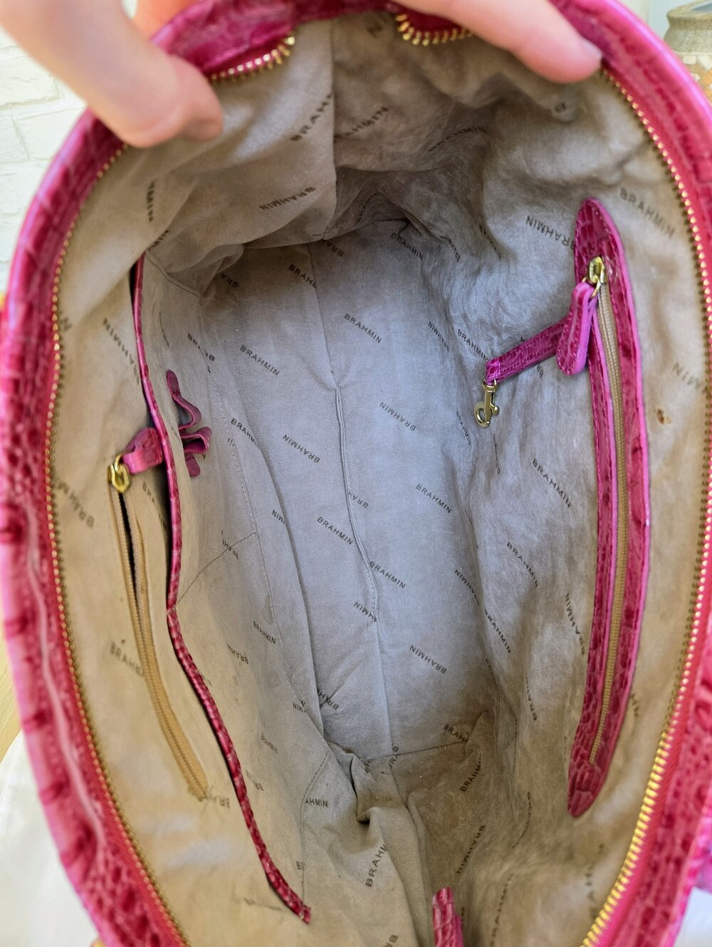 Brahmin Pink Croc-Embossed Tote Bag - Picture 12 of 16